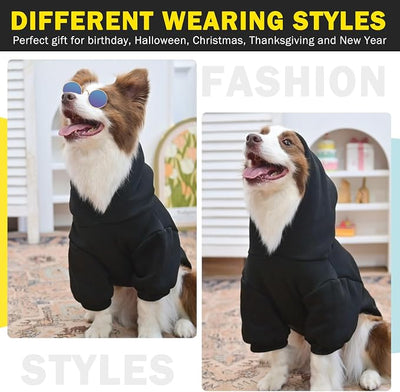 SCENEREAL Security Dog Hoodie Sweaters for Small Medium Large Dogs, Pet Halloween Costume Brushed Fleece Clothes with Hat, Soft Warm Winter Puppy Coat Clothes with Leash Hole for All Weather, XS