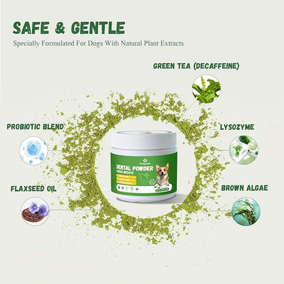 Dog Dental Powder, 200g Dental Powder for Dogs Teeth Cleaning and Breath Fresh, Dog Teeth Cleaning Powder with Natural Plants Ingredients and Postbiotics