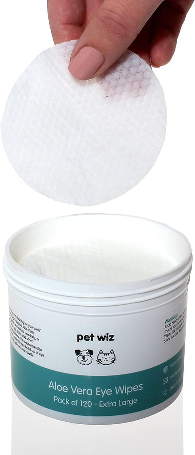 pet wiz Aloe Vera Eye Wipes for Cleaning Dogs & Cats - Extra Large