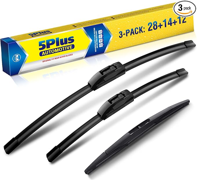 5 PLUS Custom-Fit Wipers fits Toyota Corolla 2019-2026 Windshield Wipers | 28"+14"+12" Front Rear Wipers Set,OEM Original Equipment Replacement,All-Seasons,Streak-Free Wiping,Quiet Clear Visibility