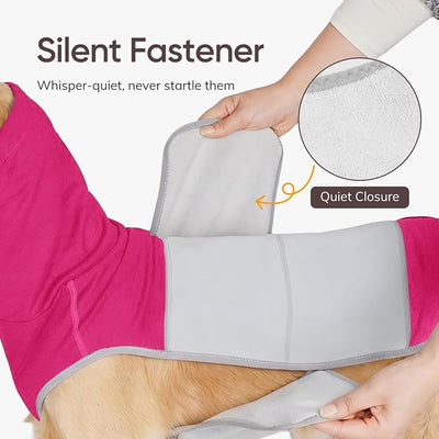 Dog Thunder Vest, Anxiety Relief Shirt with Noise-Reducing Hood, Calming Wrap, Gentle Compression Jacket for Thunder Storm, Fireworks Separation Stress, Fireworks,XL, Pink