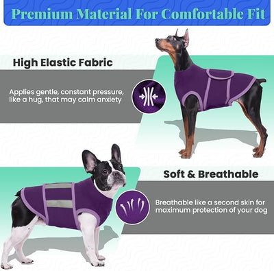 MIGOHI Dog Anxiety Relief Coat,Comfort Anxiety Vest for Dogs,Adjustable Dog Anxiety Calming Wrap for Fireworks,Thunderstorms,Travel,Separation,Anxiety Jacket for Medium Dogs,M, Purple