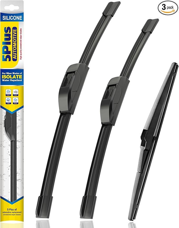 5 PLUS® Silicone Windshield Wipers Replacement for 2001-2007 Toyota Highlander, 2001-2005 Toyota Rav4 Wiper Blades(Set of 3),Automotive Replacement Windshield Wiper Blades For My Car-22"/19"/12"