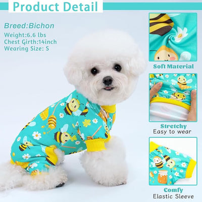 XPUDAC 4 Pieces Dog Pajamas for Small Dogs Boy Girl Soft Stretchy Pjs Onesies Puppy Clothes for Dog Cat Pet Outfits, 2XL