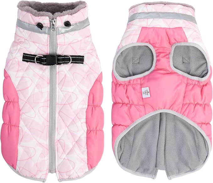 Cozy Waterproof Thick Dog Winter Coat Doggie Jacket Warm Pet Clothes Comfortable Puffer Dog Vest for Small Medium Large Dogs with Harness Hole YRFN14L