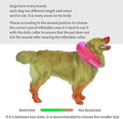 MCHY Inflatable Dog Cone,Adjustable Recovery Collar for Dogs After Surgery,Prevent from Biting & Scratching,Not Block Vision (Pink, M-Neck 10''- 14'')