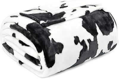 Cow Print Blanket for Girls Boys, 40x50 inches | Small Soft Fleece Throw, For Car Airplane Stroller Travel, Warm Fuzzy Plush, All Seasons, Home Dorm Decor