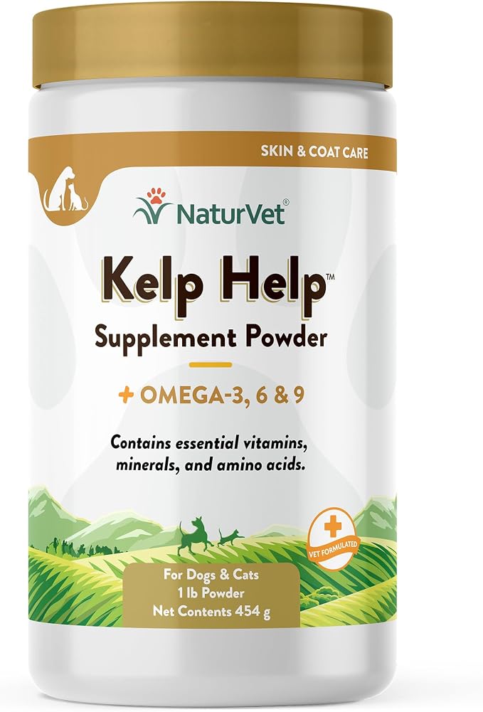 Kelp Help Plus Omegas Skin and Coat Supplement for Dogs and Cats, Powder, Made in The USA with Globally Source Ingredients 1 Pound