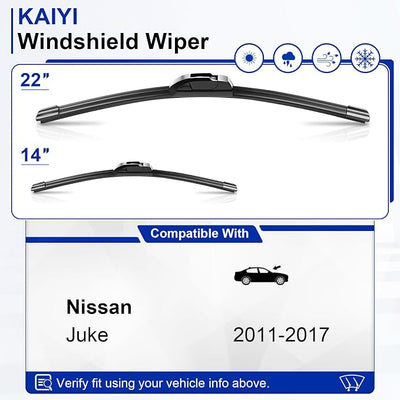 KAIYI 22" + 14" Windshield Wipers Compatible with Nissan Juke 2011-2017 Premium Automotive Replacement Windshield Wiper Blades 2 Pack