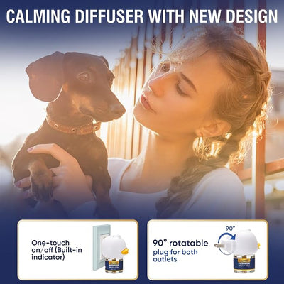 Dog Calming Pheromones Diffuser 6 in 1 Kit Appeasing Pheromone Diffuser to Calm (2 Plug in+4 x48ml Refill) for Anxiety Relief Reduce Aggression Fighting Barking Stress 120 Day Supply(Lemon)