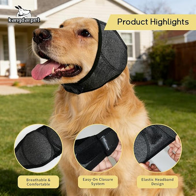 Upgraded Dog Ear Muffs for Noise Protection & Anxiety Relief, Adjustable No Shake Ear Wrap for Firework, Hematoma, Bathing, Swim, Grooming and Force Drying (Gray, M(Head Size:14"-19"))