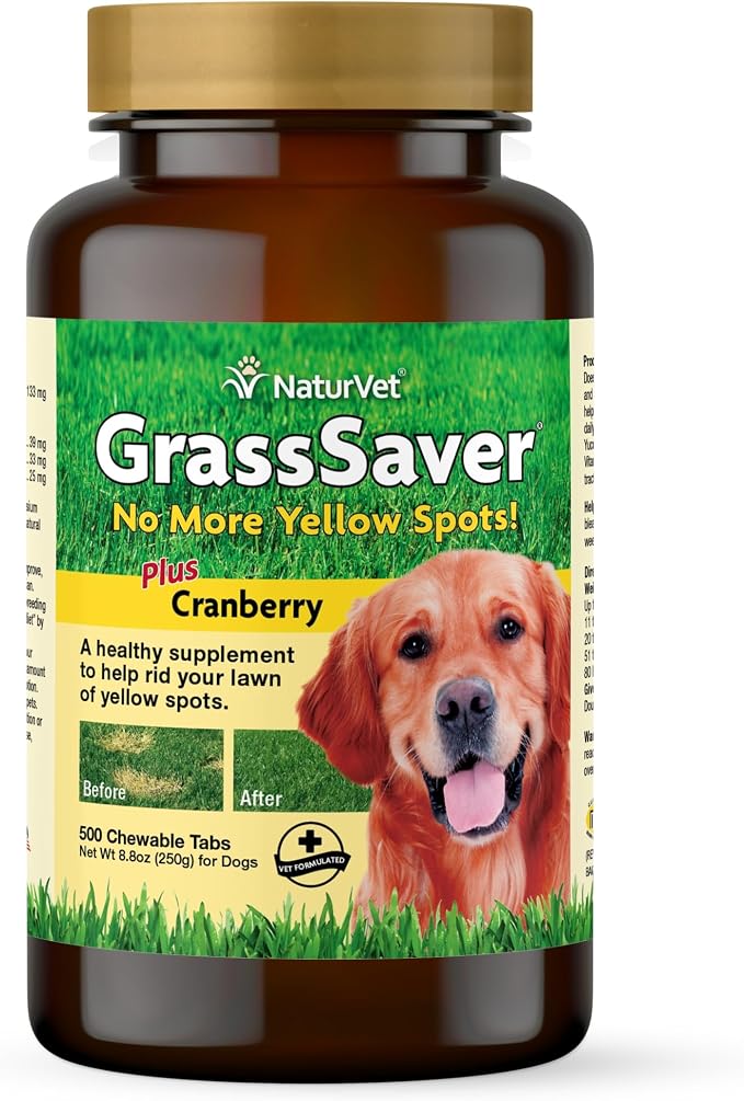 GrassSaver Supplement for Dogs – Healthy Supplement to Help Rid Your Lawn of Yellow Spots – Synergistic Combination of B-Complex Vitamins & Amino Acids – 500 Tablets
