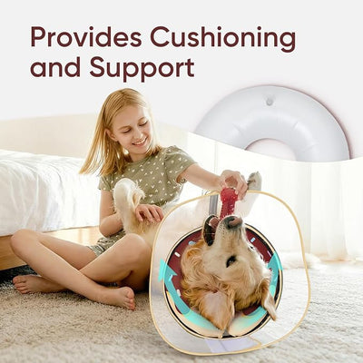 Supet Raised Inflatable Dog Cone After Surgery - Adjustable Recovery Donut Collar with Removable Shield to Stop Licking Wounds & Protect Stitches - Soft Dog Cone Alternative for Large Dogs (Brown,L)