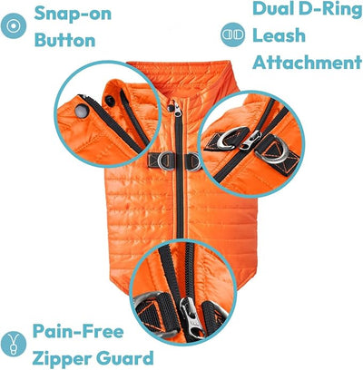 Gooby Puffer Dog Jacket - Ultra Thin Windbreaker & Water Resistant Coat - Blue, X-Large