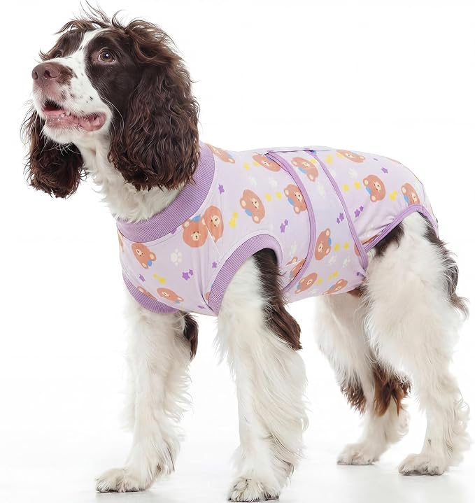 Dog Surgery Recovery Suit, Soft Breathable Dog Recovery Suit for Female Spay Male Nueuter, Anti Licking Puppy Onesie Pet Surgical Suit for Dogs Abdominal Wounds Skin Disease, Bear M