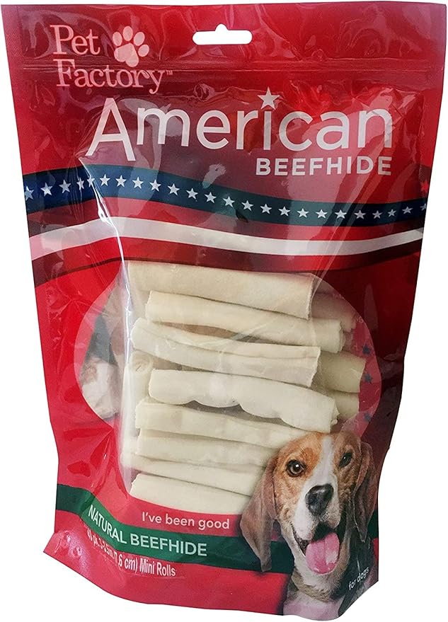 American Beefhide 3" Mini Rolls Dog Chew Treats - Natural Flavor, 40 Count/1 Pack