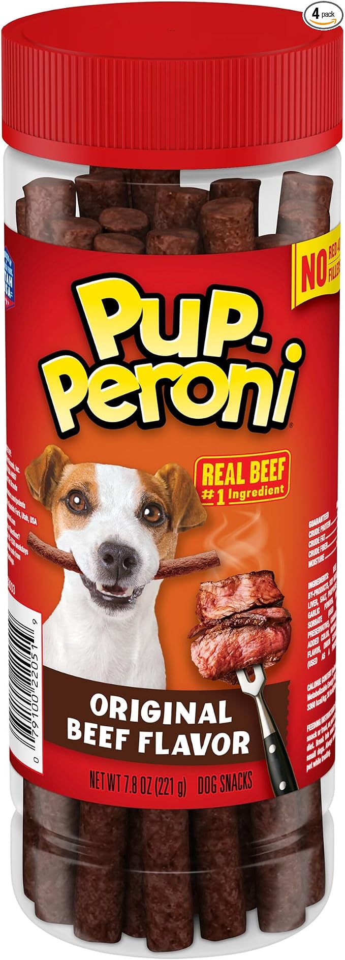 Dog Treats, Original Beef Flavor, 7.8 Ounce (Pack of 4), Made with Real Beef