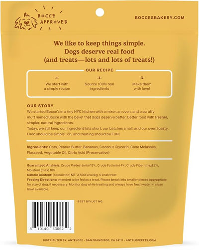 Bocce's Bakery Nutty 'Nana Dog Treat Bundle – Natural, Wheat-Free Soft & Chewy Cookies Made with Real Ingredients and Baked in The USA – PB, Banana & Carob Recipe (2 Pack)