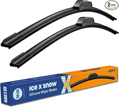 24"+24" Silicone Windshield Wiper Blades Oem Quality Premium All Seasons Wiper Blades Durable and Quiet Windshield Wipers (Pack of 2)