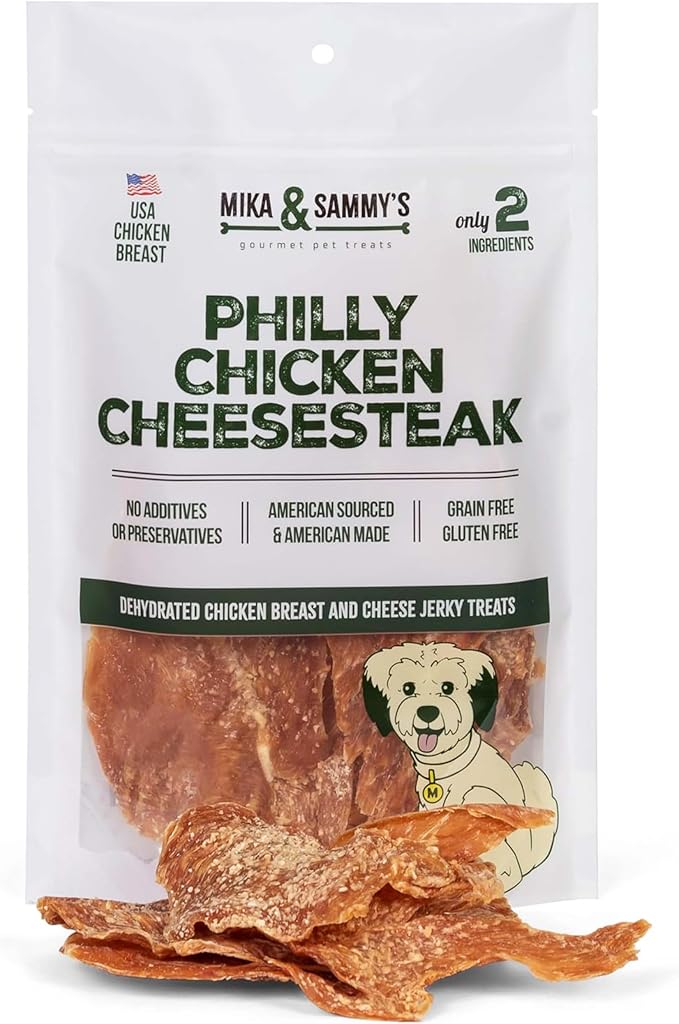 Mika & Sammy's Gourmet Jerky Dog Treats Made in the USA. (Chicken Cheese 5 0z)