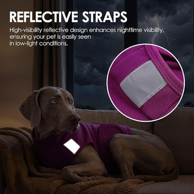 AOFITEE Dog Calming Vest, Adjustable Dog Anxiety Vest Hoodie, Dogs Thunder Jacket for Fireworks, Thunder, Travel, Separation, Stress Relief Dogs Calming Shirt with Reflective Trims Purple XS