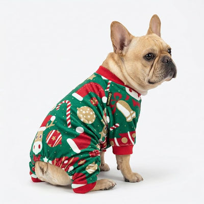 Fitwarm Christmas Dog Pajamas, Dog Winter Clothes for Small Dogs Boy Girl, Lightweight Velvet Pet Jammies, Red, Green, Small
