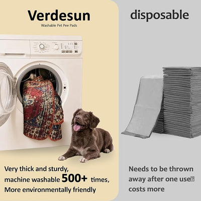 Washable Pee Pads for Dogs, Reusable Puppy Potty Training Pads, Ultra-Absorbent Thick Waterproof Leak-Proof Non-Slip Pads & Mat for Crate, Playpen, Floor, Whelping & Housebreaking , 2 Pack 24"x48"