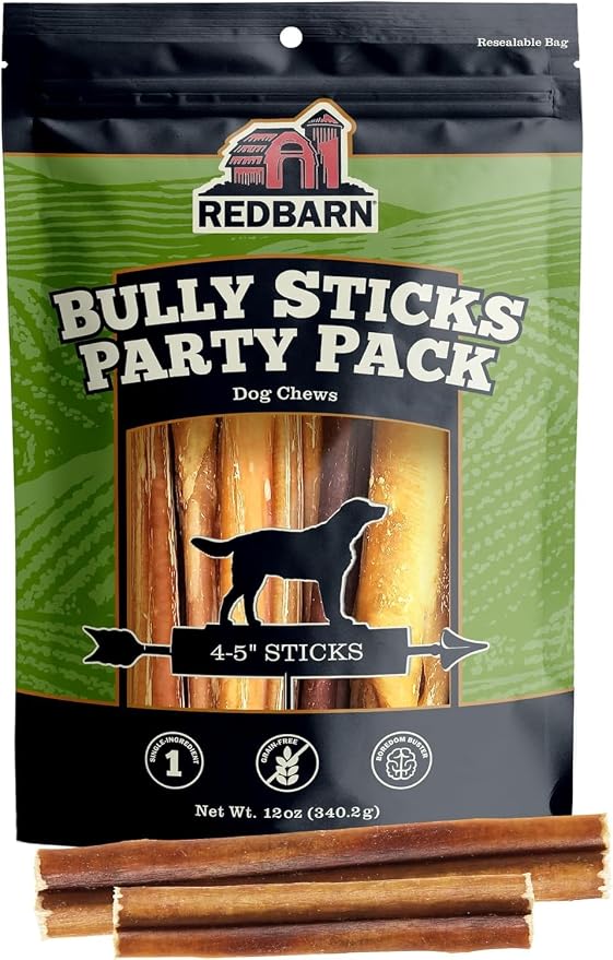 Pet Products All Natural 4-5" Bully Sticks for Small & Medium Dogs - Healthy Long Lasting Chews Variety Party Pack - 100% Beef Single Ingredient Low Odor Rawhide Free - Bag, 12oz