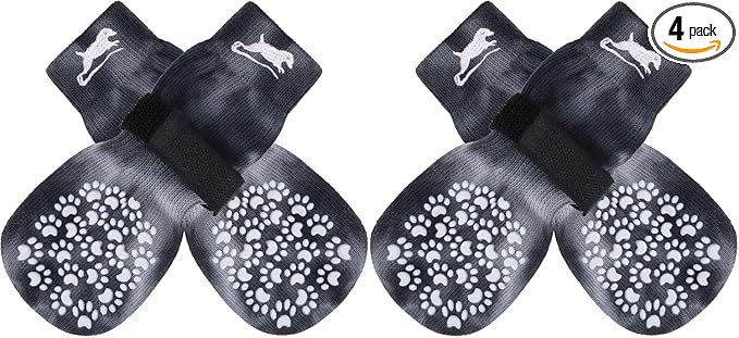 Anti Slip Dog Socks to Prevent Licking Paws, Dog Shoes for Hot Pavement, Dog Booties for Small Medium Large Senior Dogs, Traction Control Boots & Paw Protectors for Hardwood Floors