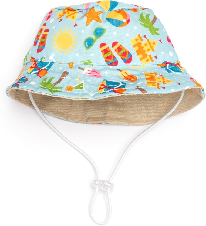The Worthy Dog Life's a Beach Bucket Hat for Dogs Lightweight Pet Sun Hat with Adjustable Chin Strap, Soft Brim & Bright Colors - Green, Large