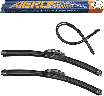 AERO Wipers OEM Replacement for Honda Accord 1994-1997, 24"+20" Front, All-Season Windshield Wiper Blades with Extra Squeegee Refills + 1-Year Warranty (Set of 2)