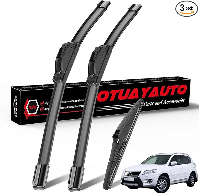OTUAYAUTO Premium Windshield Wiper Blades - Replacement for Toyota RAV4 2006-2012 - Precision Fit, All-Weather Performance, Front and Rear Wiper Blades, U Hook - 24"+17"+12" (Pack of 3)
