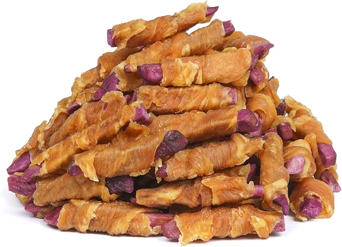 Rawhide Free Dog Treats, Chicken Wrapped Purple Sweet Potato Snacks, Healthy and Natural, Training Treats for Small Dogs, 21.2oz (60 Count - Pack of 1)