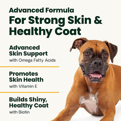 VetriScience Omega Plus Advanced Skin Supplement for Dogs Fish Oil Supplement for Itchy Skin with Omegas 3, 6, 9 Fatty Acids and Added Nutrients