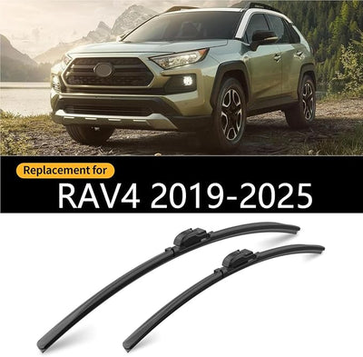Front and Rear Windshield Wipers for Toyota RAV4 2019-2025 | 26" 16" 12" Streak-Free Front and Back Wiper Blades Assembly All-Season OEM Automotive Replacement Accessories