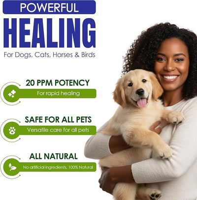 Holistic Pet Care Colloidal Silver for Dogs, Cats, Horses & Birds – 20 PPM Wound Care, Hot Spot Treatment, Skin Relief & Immune Support – All-Natural Pet Colloidal Silver Solution, Refill Bottle(1Gal)