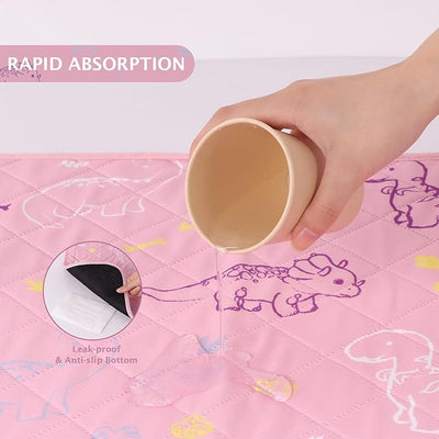 IEUUMLER Washable Pee Pads for Dogs, 2 Pack Non-Slip & Waterproof Pack Whelping Pad, Reusable Washable Puppy Potty Training Pad with Fast Absorbent for Playpen EU007 (Pink Dinosaur, 36"X24"-2pcs)