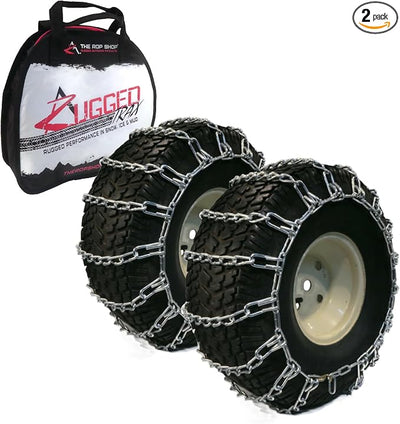 The ROP Shop Pair of 2 Link Tire Chains 20x10.00x8 | For John Deere Lawn Mower Tractor Rider