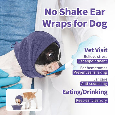 Nanaki Dog Calming Hoodie No Shake Ear Wraps for Dogs Protection Ear Dog Cover Muffs Doggy Head Warp Anxiety Relief Doggy Hematoma Wrap Head Cover The Grooming and Force Drying Warm Pet Protector