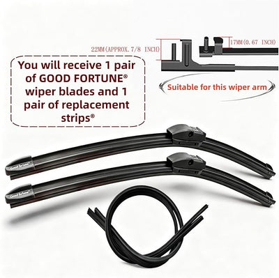 Good Fortune 24"+24"Graphene Coating windshield Wiper Blades Side Lock 2Pk | car Beam Blade|sk6 High Carbon Steel Core|Reusable Frame+2 Refills|Suitable for All Seasons| for Porsche Cayenne 2011-2018