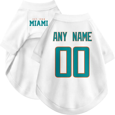 Miami Dog Clothes Jersey Style Personalized Pet T Shirt with Custom Name Number for Small Medium Large Dogs
