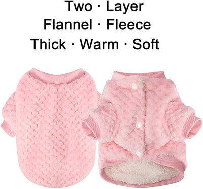 POMIU Dog Sweater, Dog Sweaters for Small Medium Dogs or Cat, Warm Soft Flannel Pet Clothes for Dogs Girl or Boy, Dog Shirt Coat Jacket (Coat Pink+Purple, Large)