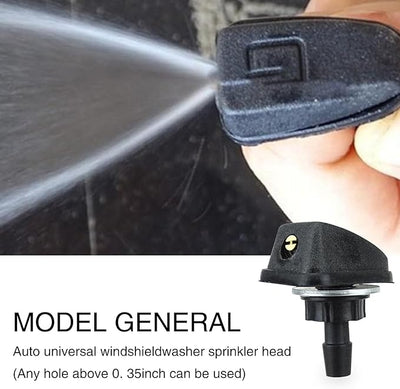 Pack-2 Car Front Windshield Washer, Automotive Wiper Nozzles, 0.31" Sprayer Head Replacement Parts, Single Hole Adjustable Fan-shaped Kit, Universal for Most Cars, Trucks (Black)