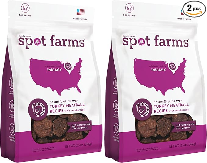 Turkey Meatball Recipe Healthy All Natural Dog Treats Human Grade Made in USA 12.5 oz (Pack of 2)