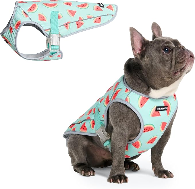 Spark Paws Dog Cooling Vest - SPF 50 UV Sun Protection - Summer Heat Relief Gear for Dogs, Lightweight, Evaporative Cooling - Dog Anxiety Relief Vest During Hot Days - Watermelon - Size L