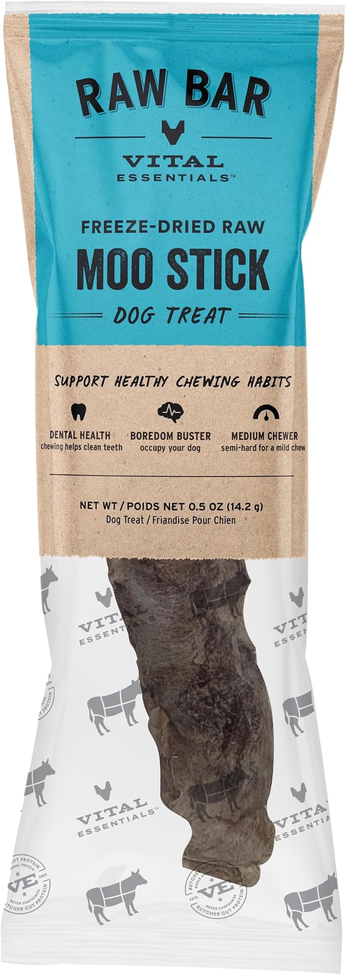 Freeze-Dried Raw Moo Stick Dog Treat & Natural Chew, 1-Pack | Single Ingredient Dog Treat for Medium Chewers | Made in USA