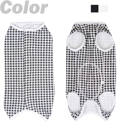 Dog’s Recovery Suit Post Surgery Shirt for Puppy, Wound Protective Clothes for Little Animals(Black White Plaid-l)