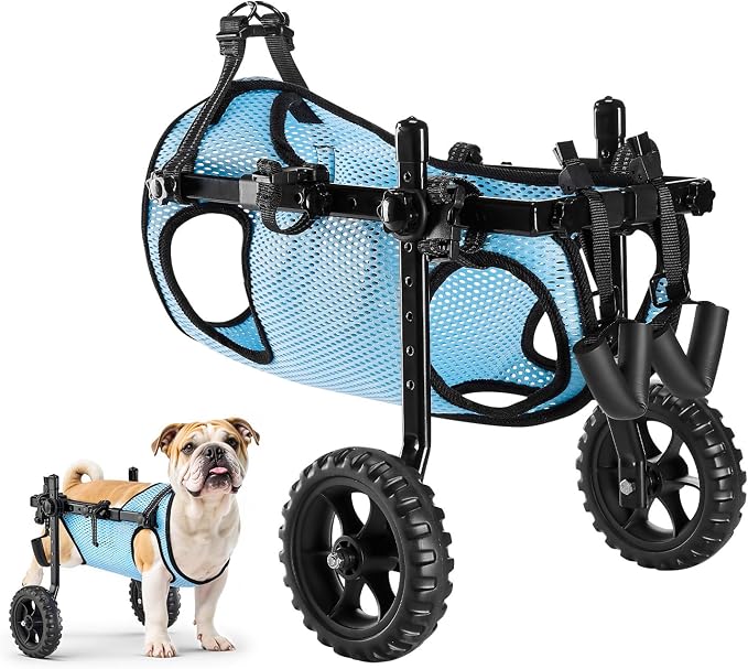 Dog Wheelchair for Back Legs, Lightweight 2 Wheels Pet Wheelchair, Height, Width & Length Adjustable, Dog Cart with Shock-Absorbing Wheels, for Injured, Disabled Dogs