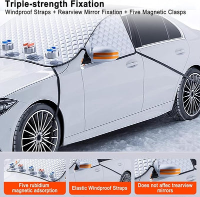 Windshield Snow Cover for Nissan Kicks 2016–2025 2020 2021 2022 2023 2024 2026, Magnetic Non Frost Windshield Protector, All Weather Ice Shield with Mirror Covers, Winter Snow Shield