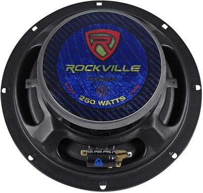 Rockville RXM84 8 Inch 250W Peak / 125W RMS 4 Ohm Mid-Bass/Mid-Range Car Audio Speaker, Kevlar Reinforced Cone, CEA Compliant, High SPL, for Car Audio Enthusiasts, 2-piece